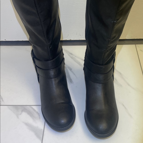 American Eagle Riding Boots Black Knee-High Buckle Details Zippers Sz 9.5 - Picture 4 of 13